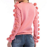 Pink Wool-Ball Decorated Sweater - Slim Wallet Company