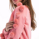 Pink Wool-Ball Decorated Sweater - Slim Wallet Company