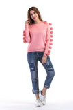 Pink Wool-Ball Decorated Sweater - Slim Wallet Company