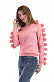 Pink Wool-Ball Decorated Sweater - Slim Wallet Company