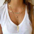 Fashion Simple turquoise Necklaces Leaf Long Pendant Necklaces 3 Layer Chain Necklace multilayer Necklaces SN670 - Slim Wallet Company