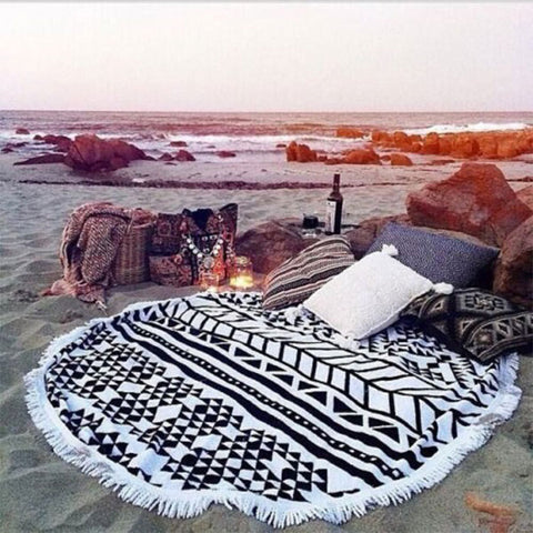8 Pattern sale  Microfiber Reactive Printed Round Beach Towel With Tassel Serviette De Plage Toalla Playa Beach Swim Towel 150cm - Slim Wallet Company