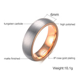Rose Gold Plated Tungsten Carbide Dome Brushed Ring - Slim Wallet Company