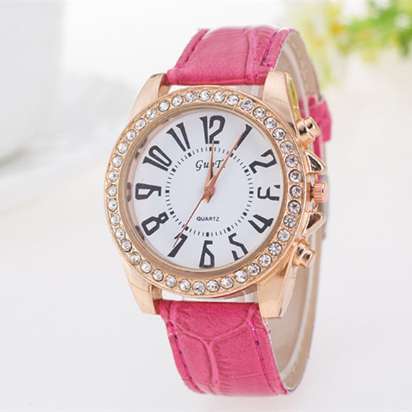 Studded Pink Leather Princess Watch - Slim Wallet Company