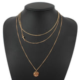 turquoise crystal bead round bar charm gold chain necklace multi layer statement necklaces amp pendants women summer jewelry - Slim Wallet Company