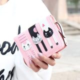 New Envelope Wallet Cat Cartoon purse Long Short Creative Female Card Holder Lady clutch coin purse - Slim Wallet Company