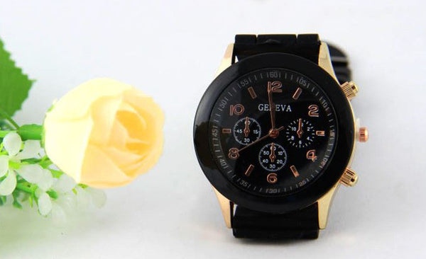 Casual Watch Geneva Unisex Quartz watch 14color men women Analog wristwatches Sports Watches Rose Gold Silicone watches Dropship - Slim Wallet Company