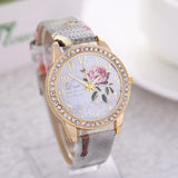 Beautiful Floral Studded Leather Watch - Slim Wallet Company