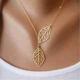 Jewelry 2015 New Gold And Sliver Two Leaf Pendants Necklace Chain multi layer statement necklaces Woman Gift SALE - Slim Wallet Company