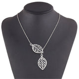 Jewelry 2015 New Gold And Sliver Two Leaf Pendants Necklace Chain multi layer statement necklaces Woman Gift SALE - Slim Wallet Company