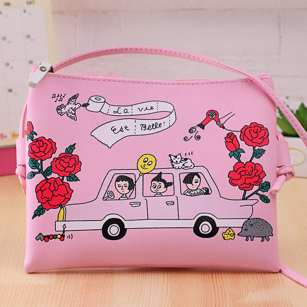 New Fashion Cartoon Printed Women Graffiti Handbag Mini Crossbody Shoulder Bag Ladies Casual Purses Clutches Girls Handbag G0739 - Slim Wallet Company