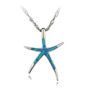 Free The Chain Cute Blue Green White Brown Pink  Fire Opal Star Pendant Women Necklace Pendant Starfish Pendant  1 1/4'' - Slim Wallet Company