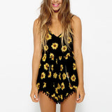 Sunflower Print Jumpsuit Romper - Slim Wallet Company