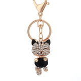Crystal Rhinestone Metal Cat Keychain Novelty Souvenir Gifts Couple Key Chain Key Ring Hangbag Charms Pendant Chaveiros Carro - Slim Wallet Company
