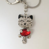 Crystal Rhinestone Metal Cat Keychain Novelty Souvenir Gifts Couple Key Chain Key Ring Hangbag Charms Pendant Chaveiros Carro - Slim Wallet Company