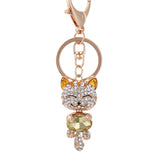 Crystal Rhinestone Metal Cat Keychain Novelty Souvenir Gifts Couple Key Chain Key Ring Hangbag Charms Pendant Chaveiros Carro - Slim Wallet Company