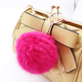 2016 Fashion genuine leather Keychain Fur Pom Pom KeyChain real Rabbit Hair Bulb Bag Fur Ball Pendant cute for women - Slim Wallet Company