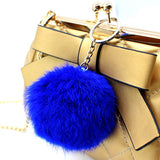 2016 Fashion genuine leather Keychain Fur Pom Pom KeyChain real Rabbit Hair Bulb Bag Fur Ball Pendant cute for women - Slim Wallet Company