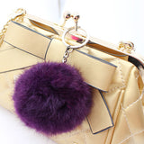2016 Fashion genuine leather Keychain Fur Pom Pom KeyChain real Rabbit Hair Bulb Bag Fur Ball Pendant cute for women - Slim Wallet Company