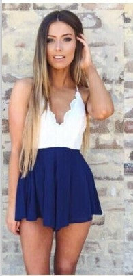 Lace Floral Striped Playsuit - Slim Wallet Company