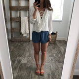 Ruffled Lace Up Summer Blouse - Slim Wallet Company