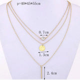 Fashion suspension geometry crystal layer 3 gold sliver color to choose chain necklace women jewelry free shipping - Slim Wallet Company