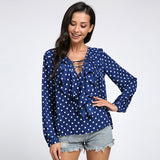 Ruffled Lace Up Summer Blouse - Slim Wallet Company