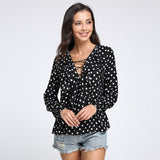 Ruffled Lace Up Summer Blouse - Slim Wallet Company