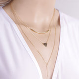 New Fashion Multi layer Geometric Designed Gold Silver Bar Stick Triangle Chain Choker Necklace Pendant  2L3013 - Slim Wallet Company