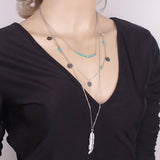 DIY Jewelry New Fashion Turquoise Beads Glaze Necklaces Leaf  3 Layer Necklace multilayer Necklaces for women SN671 - Slim Wallet Company