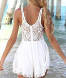 Lace Stitching Hollow-out Backless Romper - Slim Wallet Company