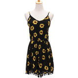 Sunflower Print Jumpsuit Romper - Slim Wallet Company