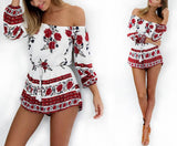 Off Shoulder Floral Print Romper - Slim Wallet Company