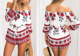 Off Shoulder Floral Print Romper - Slim Wallet Company