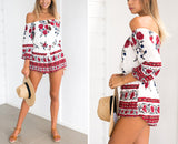 Off Shoulder Floral Print Romper - Slim Wallet Company