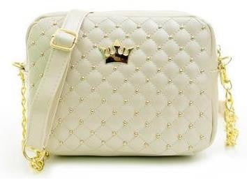 2016 Women Bag Fashion Women Messenger Bags Rivet Chain Shoulder Bag High Quality PU Leather Crossbody Quiled Crown bags - Slim Wallet Company