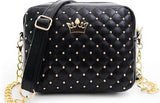 2016 Women Bag Fashion Women Messenger Bags Rivet Chain Shoulder Bag High Quality PU Leather Crossbody Quiled Crown bags - Slim Wallet Company