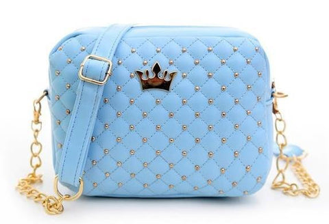 2016 Women Bag Fashion Women Messenger Bags Rivet Chain Shoulder Bag High Quality PU Leather Crossbody Quiled Crown bags - Slim Wallet Company