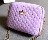 2016 Women Bag Fashion Women Messenger Bags Rivet Chain Shoulder Bag High Quality PU Leather Crossbody Quiled Crown bags - Slim Wallet Company