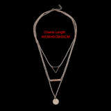 Vintage Hollow Out Triangle 3 Layer Chain Layer Necklace Coin Colar Necklaces Fashion Jewelry for women YN038 - Slim Wallet Company