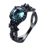 Black Gold Aquamarine Zircon Ring - Slim Wallet Company