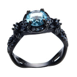 Black Gold Aquamarine Zircon Ring - Slim Wallet Company