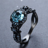 Black Gold Aquamarine Zircon Ring - Slim Wallet Company