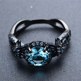 Black Gold Aquamarine Zircon Ring - Slim Wallet Company