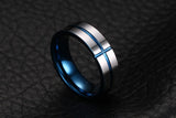 Deep Waters Blue Straight Edge Tungsten Carbide Ring - Slim Wallet Company