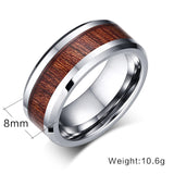 Tungsten Carbide Retro Wood Grain Ring - Slim Wallet Company