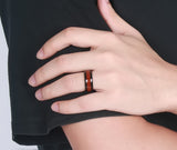 Retro Tungsten Carbide Wood Effect Ring Engagement - Slim Wallet Company