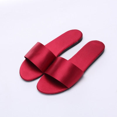 Red Silk Slippers - Slim Wallet Company