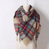 Soft Cashmere Women's Scarf Triangle Fashion Plaid Blanket Pashmina Shawl Warm in Winter Warp Scarves - Slim Wallet Company