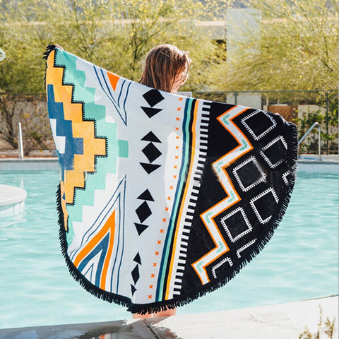 2016 New Round Beach Towel With Tassel Adult Summer Vacation Throw Blanket  59"  Serviette Ronde Toalla Playa Mantas Para Cama - Slim Wallet Company